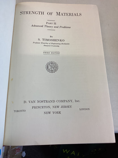 Strength of Materials Part 11 Advanced Theory and Problems Third Edition Stephen Timoshenko