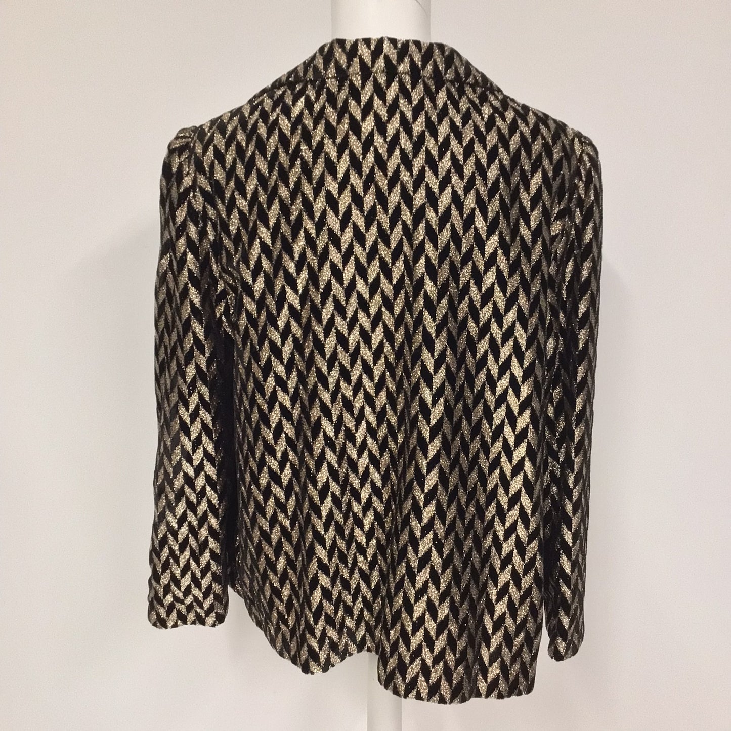 Vintage Romney Gold & Black Metallic Chevron Pattern Blazer Jacket Size 14