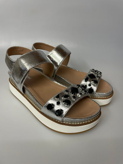 Call It Spring Silver Jewelled Flat Wedge Sandals UK 5 New in Box