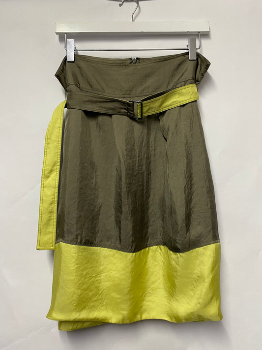 Calvin Klein Green Contrast Pleat Skirt 8/12