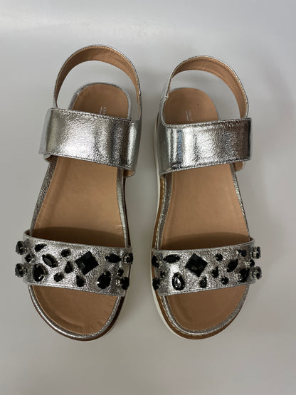 Call It Spring Silver Jewelled Flat Wedge Sandals UK 5 New in Box