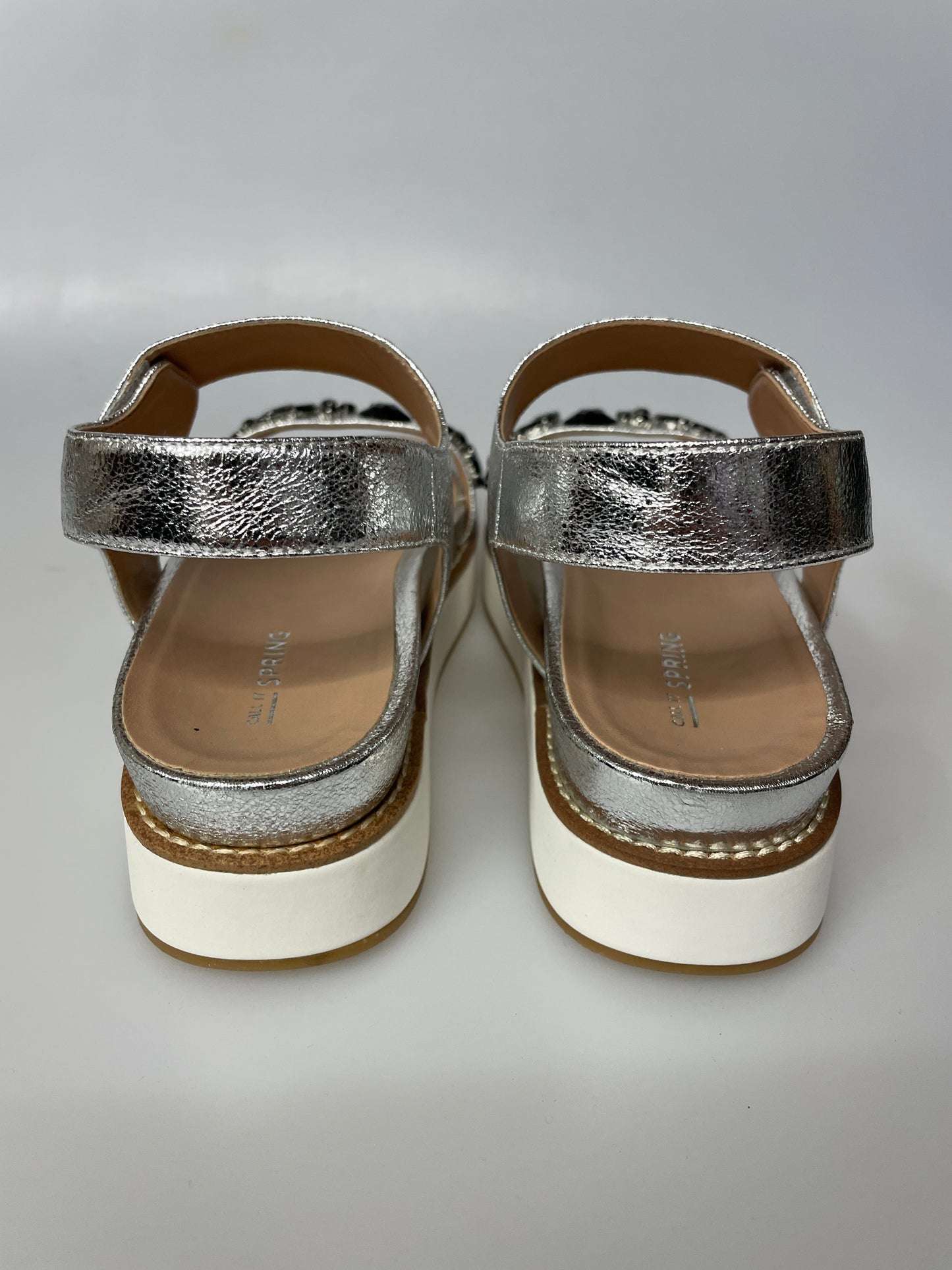 Call It Spring Silver Jewelled Flat Wedge Sandals UK 5 New in Box