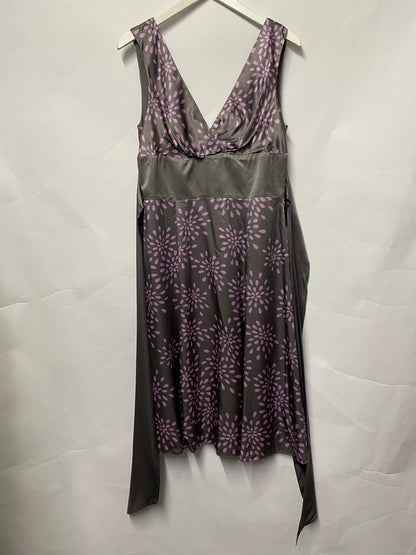 Ted Baker Purple Silk Floral Pattern Dress 12