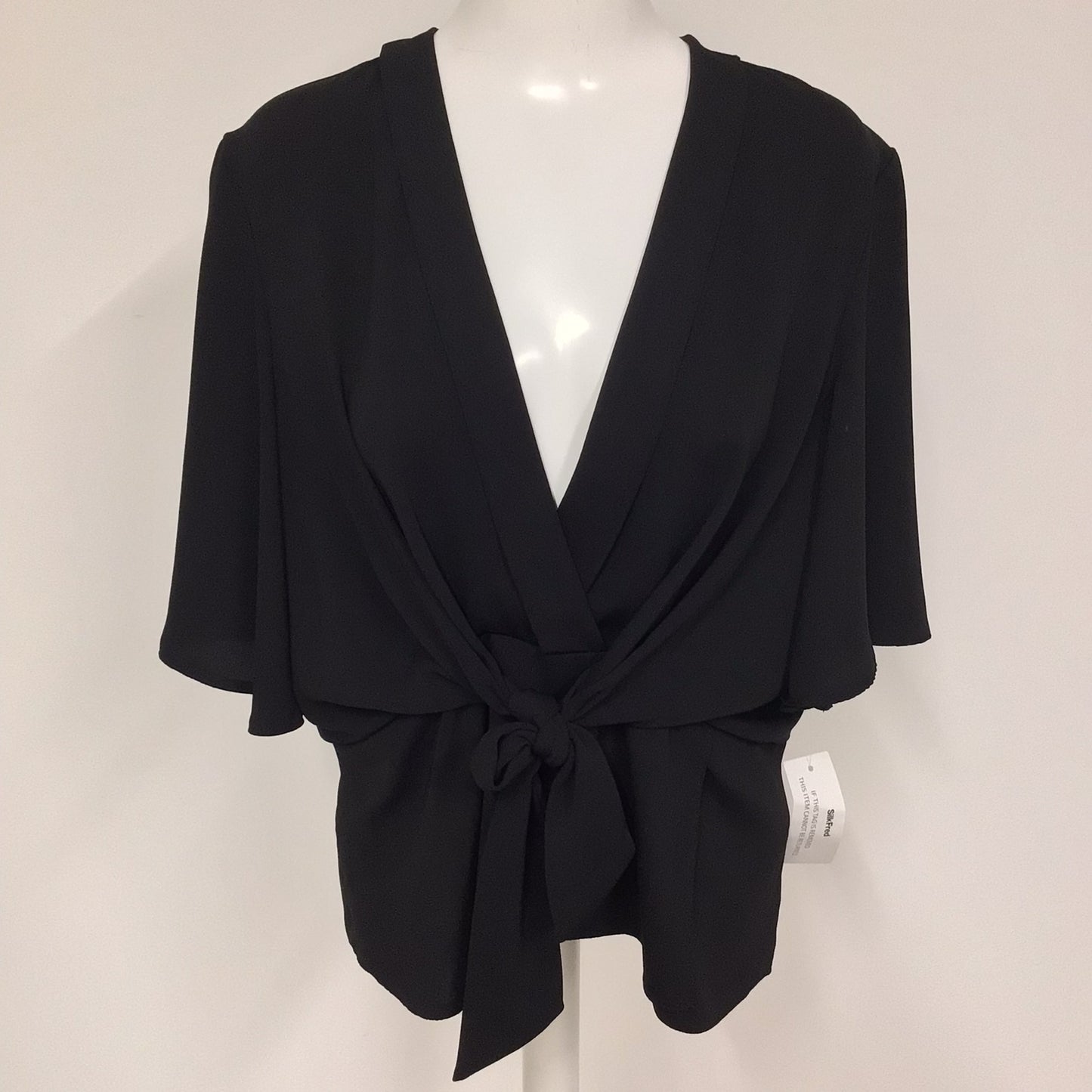 BNWT Bella & Blue Black Kimono Knot Top Size 14