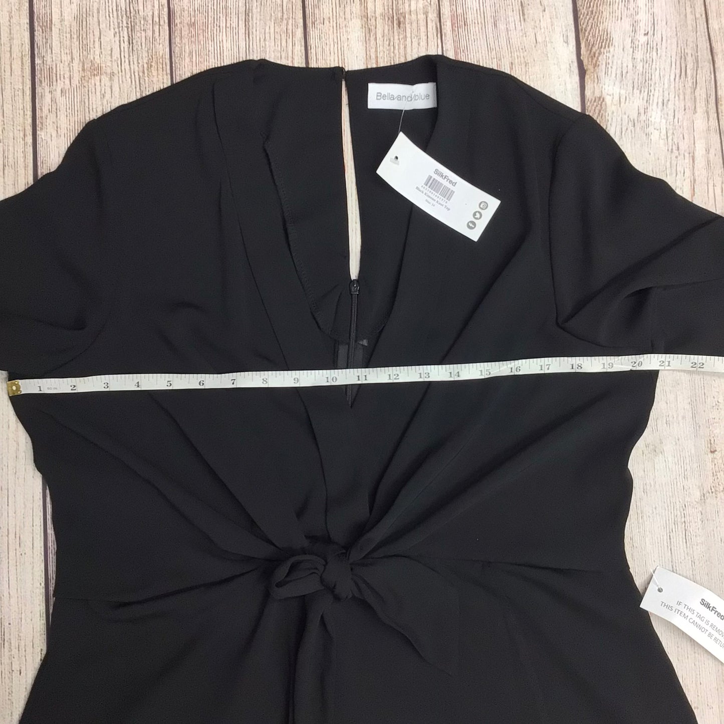 BNWT Bella & Blue Black Kimono Knot Top Size 14