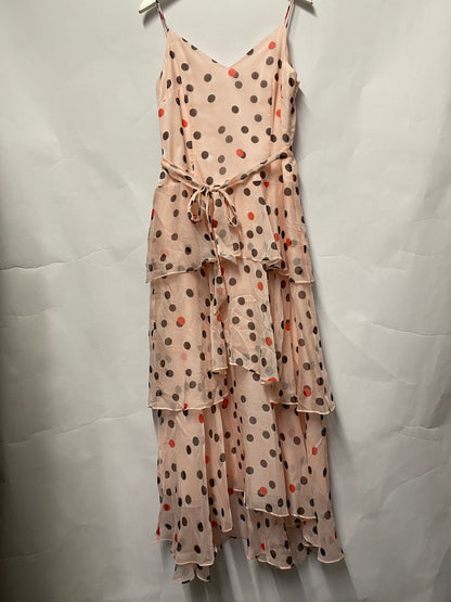 Karen Millen Pink and Black Polka Dot Tiered Dress 14