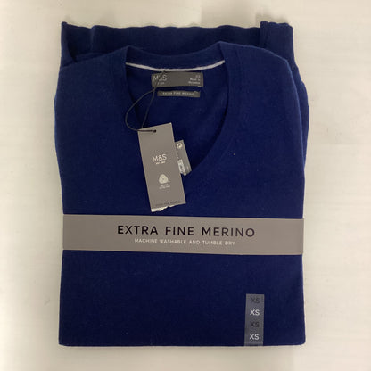 BNWT M&S Blue Extra Fine Merino Wool Jumper Size XS