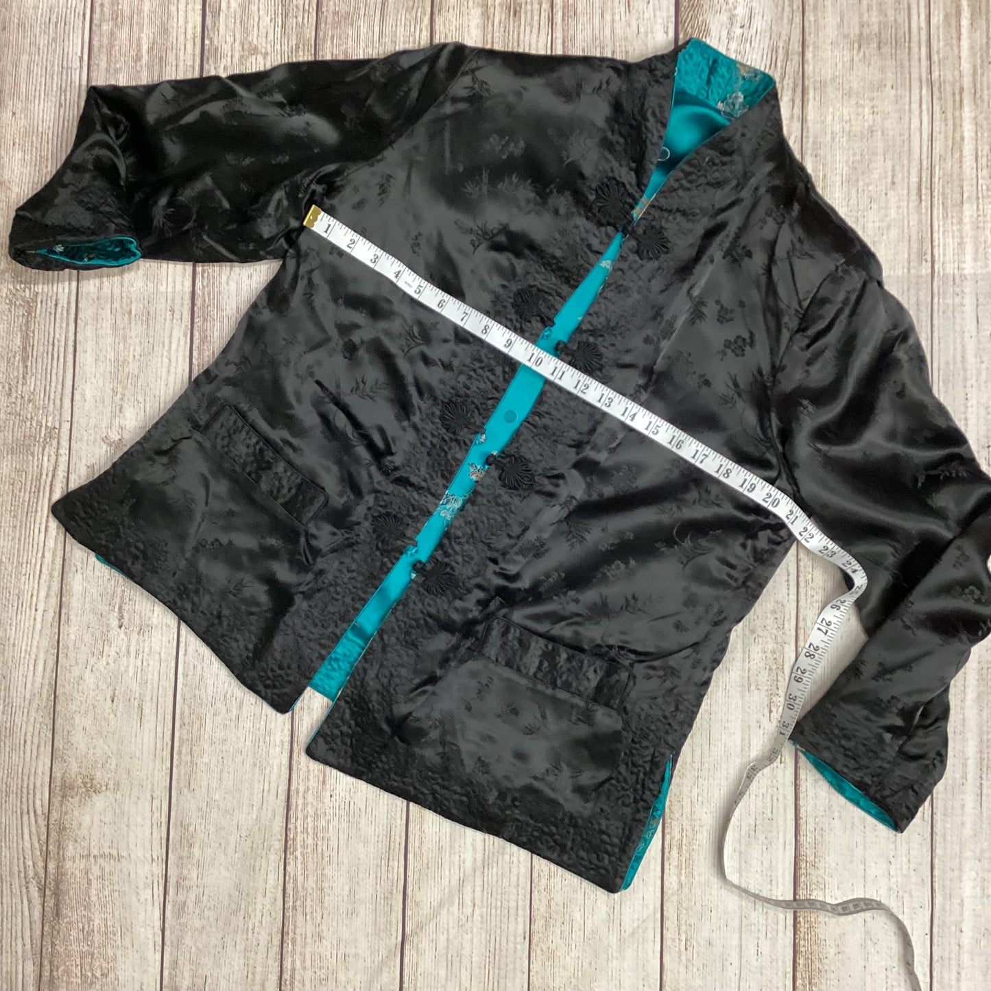 Solz Squirrel Teal & Black Reversible Chinese Style Jacket Size (42inch)