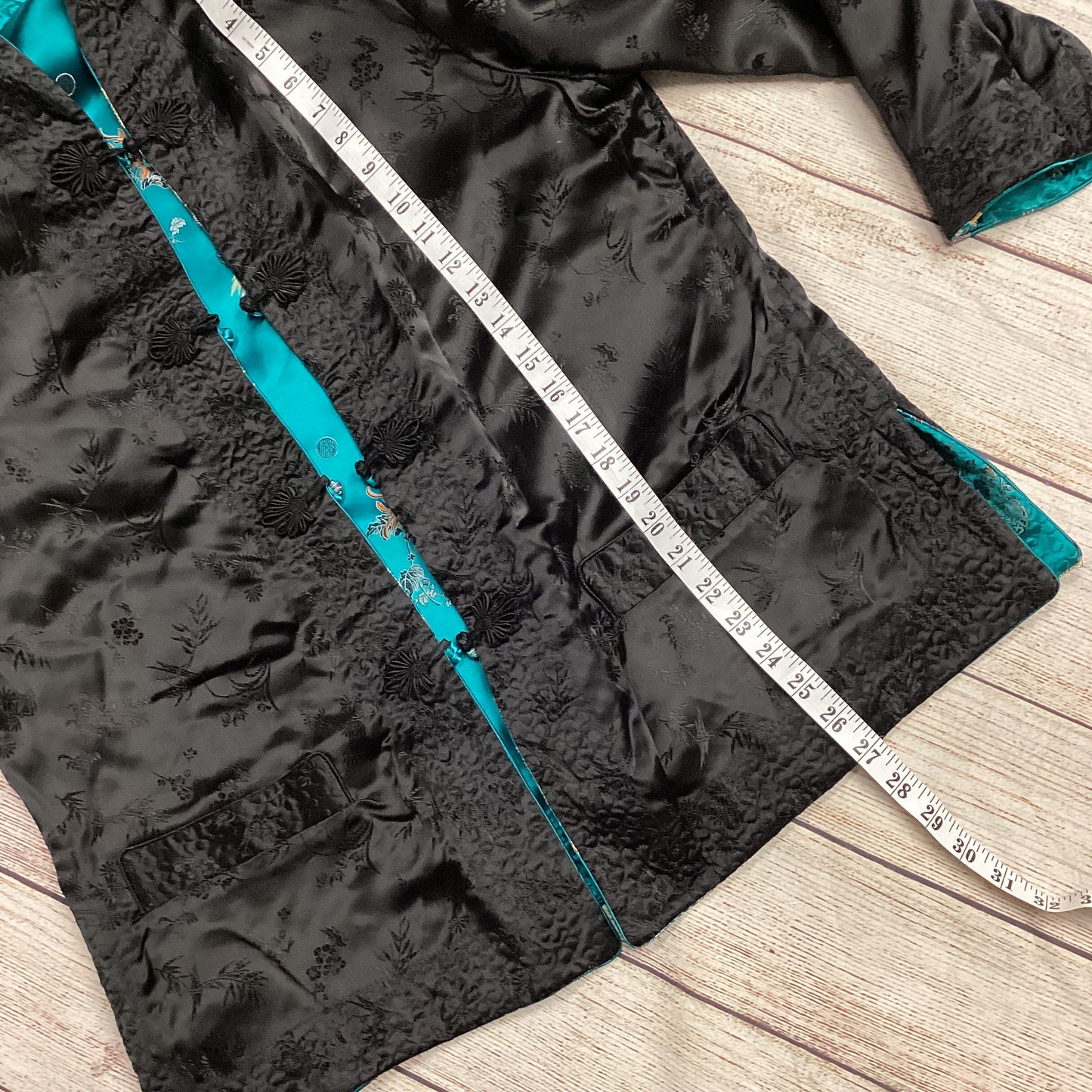 Solz Squirrel Teal & Black Reversible Chinese Style Jacket Size (42inch)