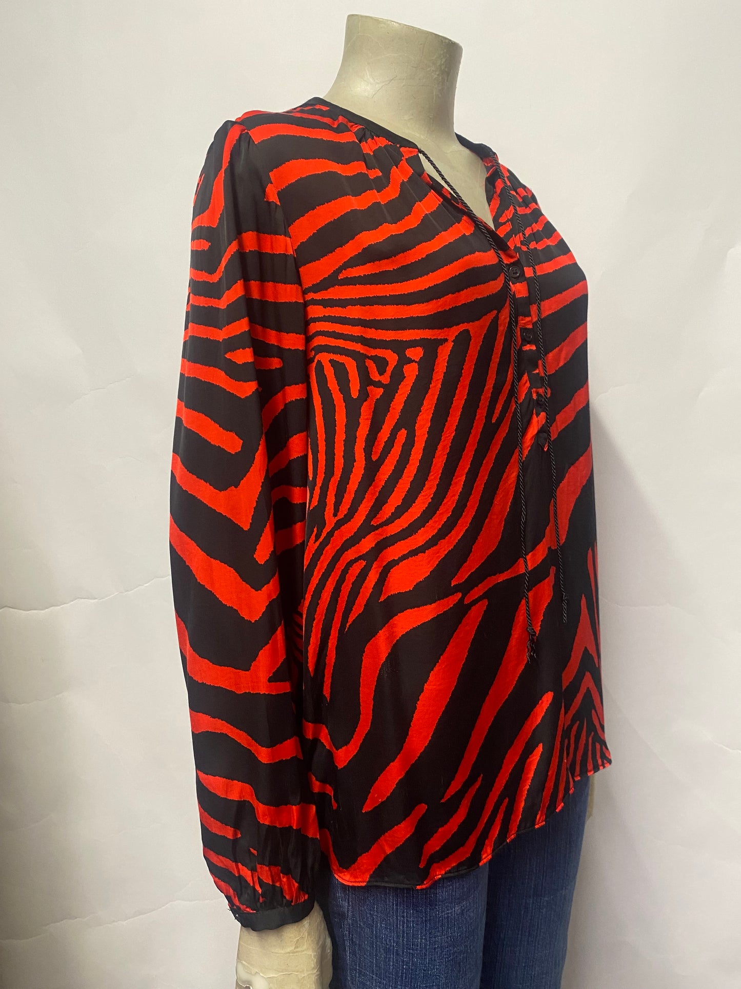 The Kooples Red and Black Zebra Long Sleeve Top Small