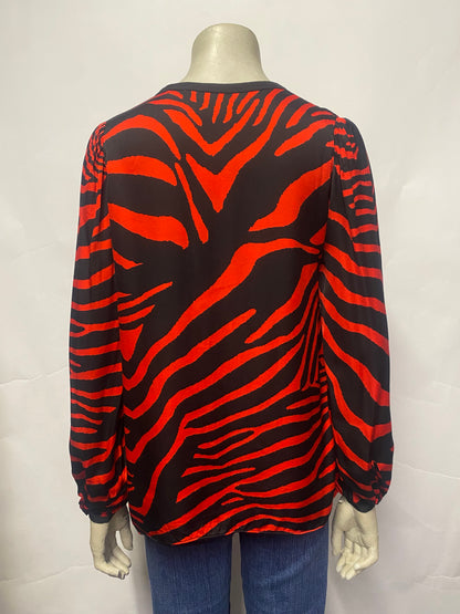 The Kooples Red and Black Zebra Long Sleeve Top Small