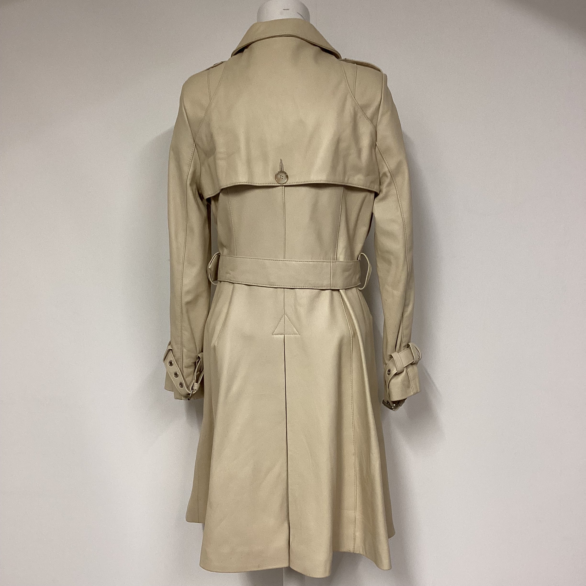 The Bespoke Leather Specialist Cream Leather Mac Style Coat Size 12 Shop for Shelter