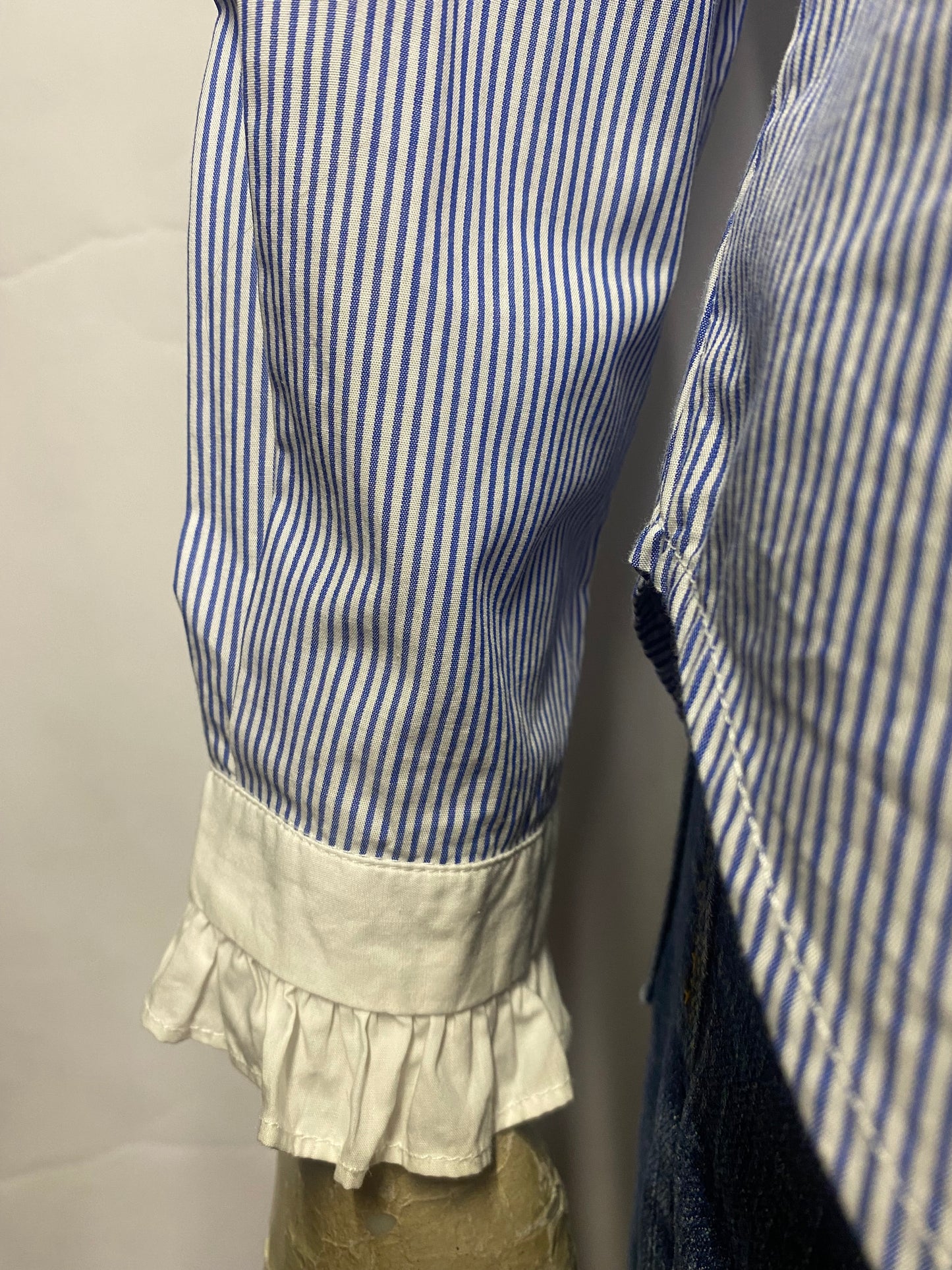 Nili Lotan Blue and White Strip Cotton Shirt XS