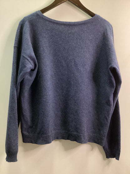 Brora Scottish Cashmere Blue Jumper with Geometric Detail