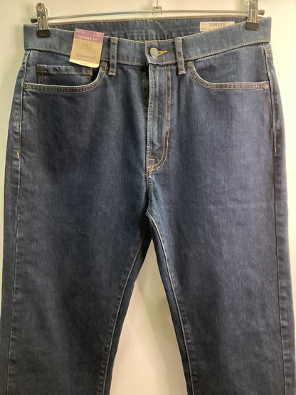 BNWT M&S Tapered Fit Stormwear Blue Jeans W32 L33