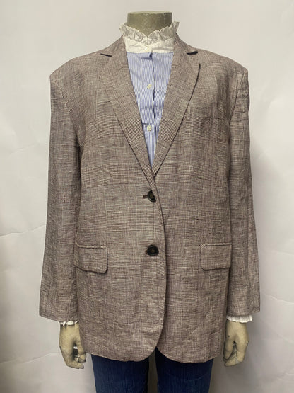 Anine Bing Brown Chequered Linen Blazer XS