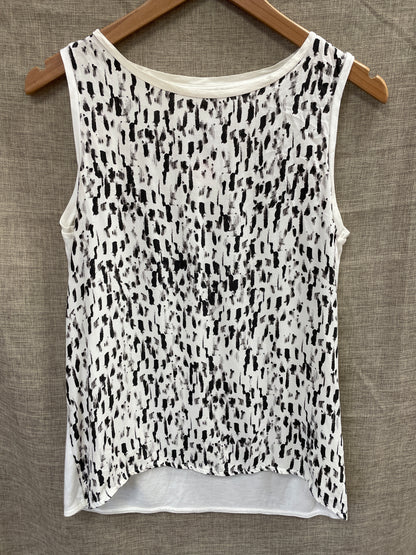 Reiss Silk Cream Black Sleeveless Vest Top Extra Small