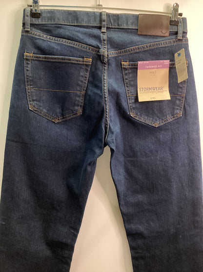 BNWT M&S Tapered Fit Stormwear Blue Jeans W32 L33