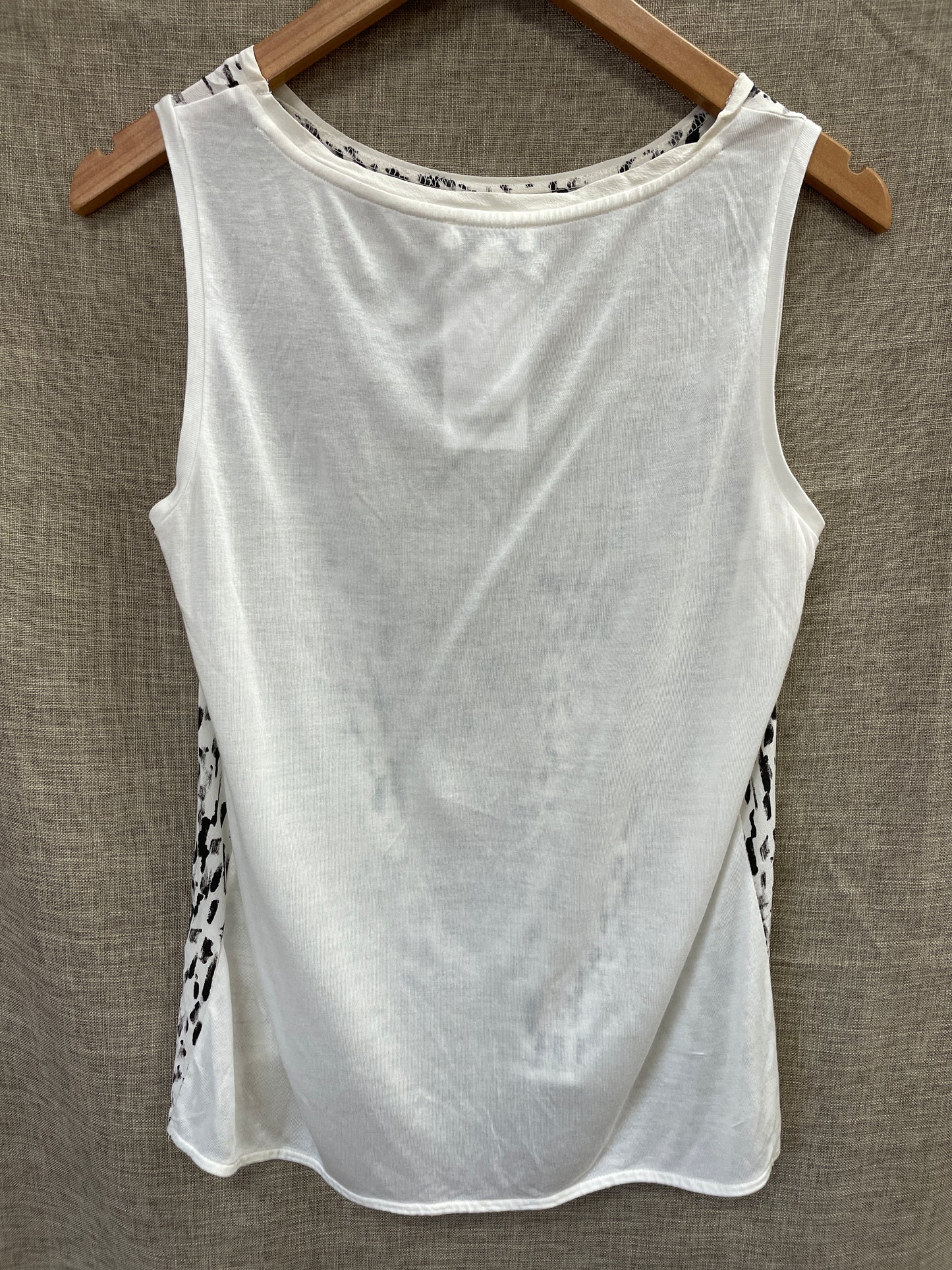 Reiss Silk Cream Black Sleeveless Vest Top Extra Small