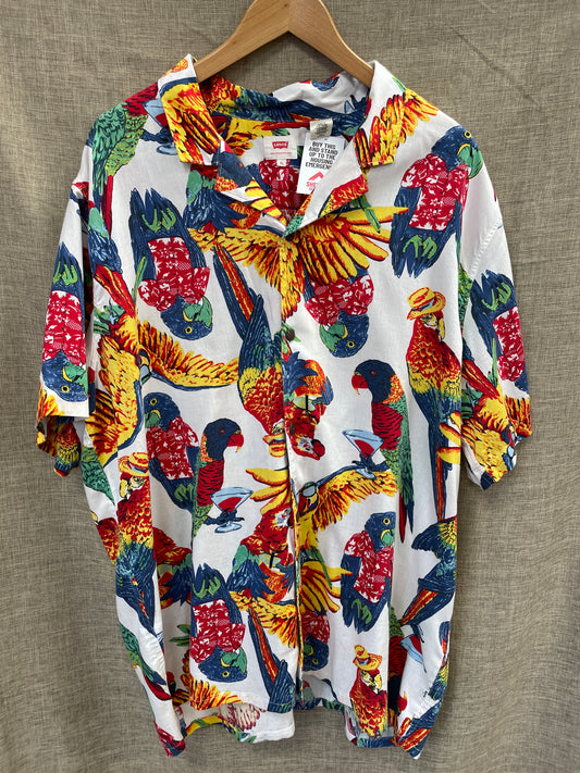 Levi Strauss Levi's Vintage Hawaiian Style Parrots Print Shirt Extra Large