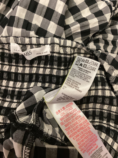 M&S Black and White Check Dress Age 7-8 years