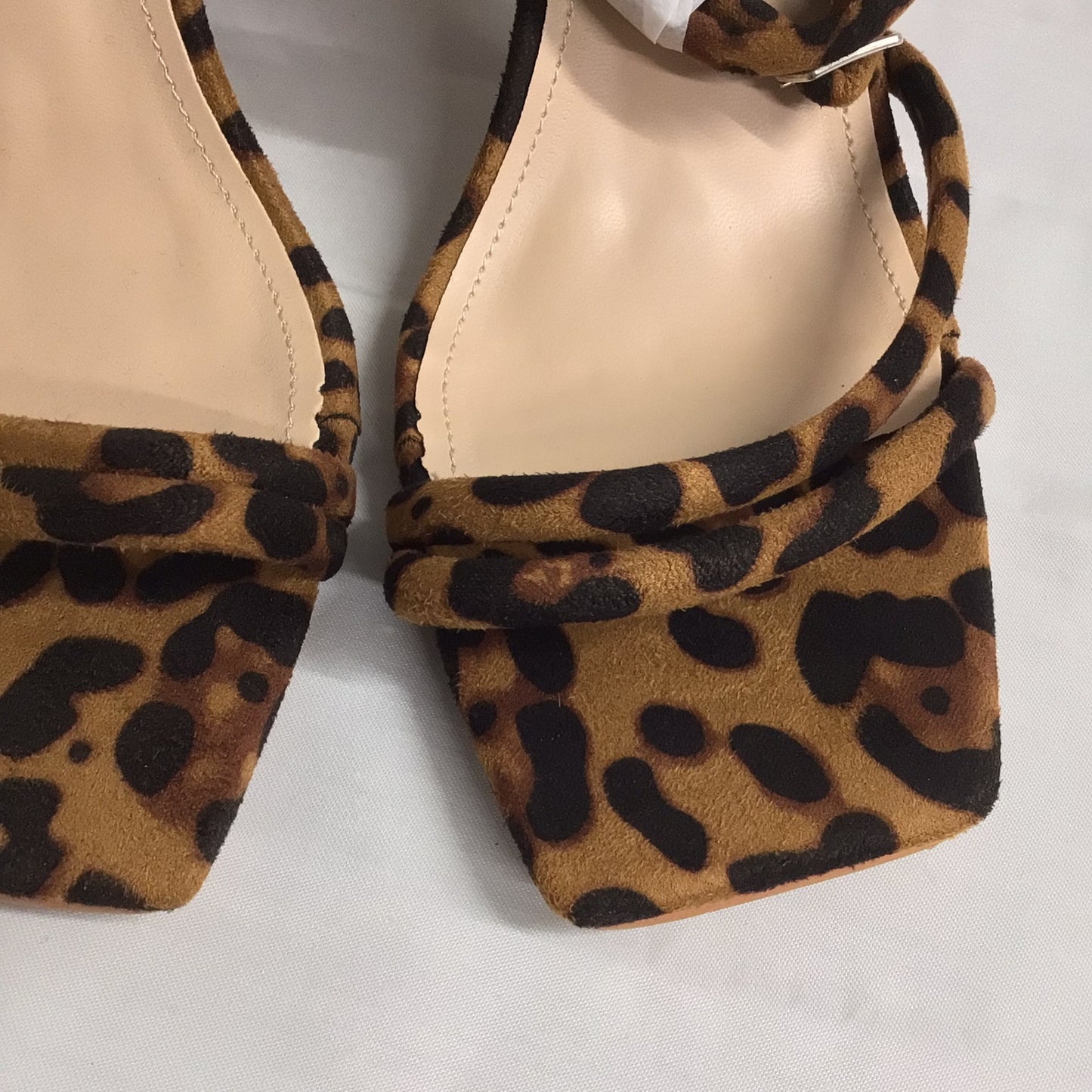 BNIB Boohoo Brown Leopard Print Block Heel Strappy Heels Size 8 UK Wide Fit (EU 41)