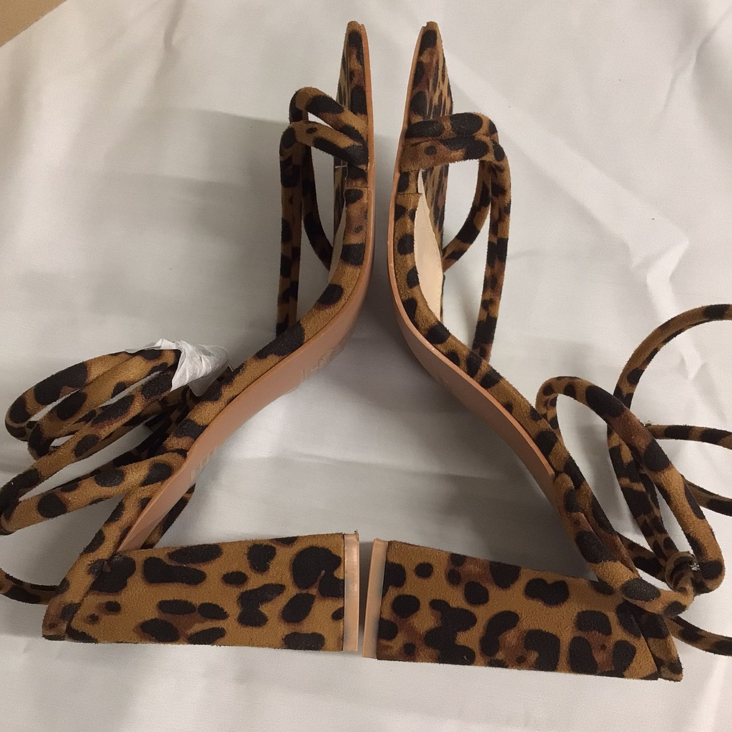 BNIB Boohoo Brown Leopard Print Block Heel Strappy Heels Size 8 UK Wide Fit (EU 41)