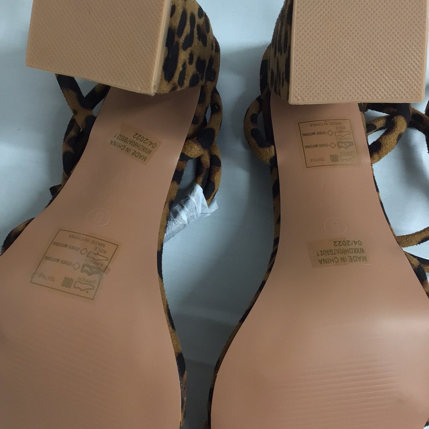 BNIB Boohoo Brown Leopard Print Block Heel Strappy Heels Size 8 UK Wide Fit (EU 41)