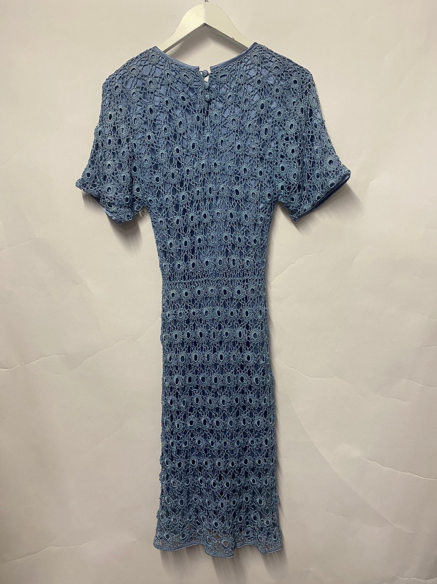 Karen Millen Light Blue Crochet Short Sleeve Dress Medium/3