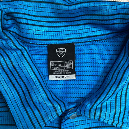 Nike FitDry Blue Striped Golf Polo Shirt Top Size XL