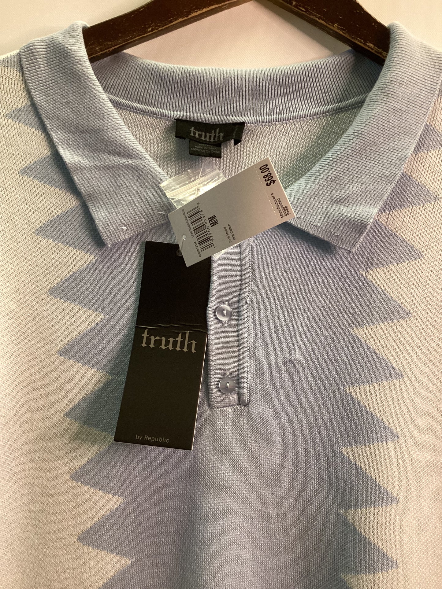 BNWT Truth by Republic Soft Knit Blue Polo Size M