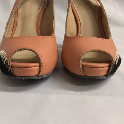 BNWT Terra Plana Orange Multi Leather Peep Toe Heels Size UK 3.5 (EU 36)