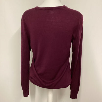 Uniqlo Purple 100% Wool V Neck Jumper Size M