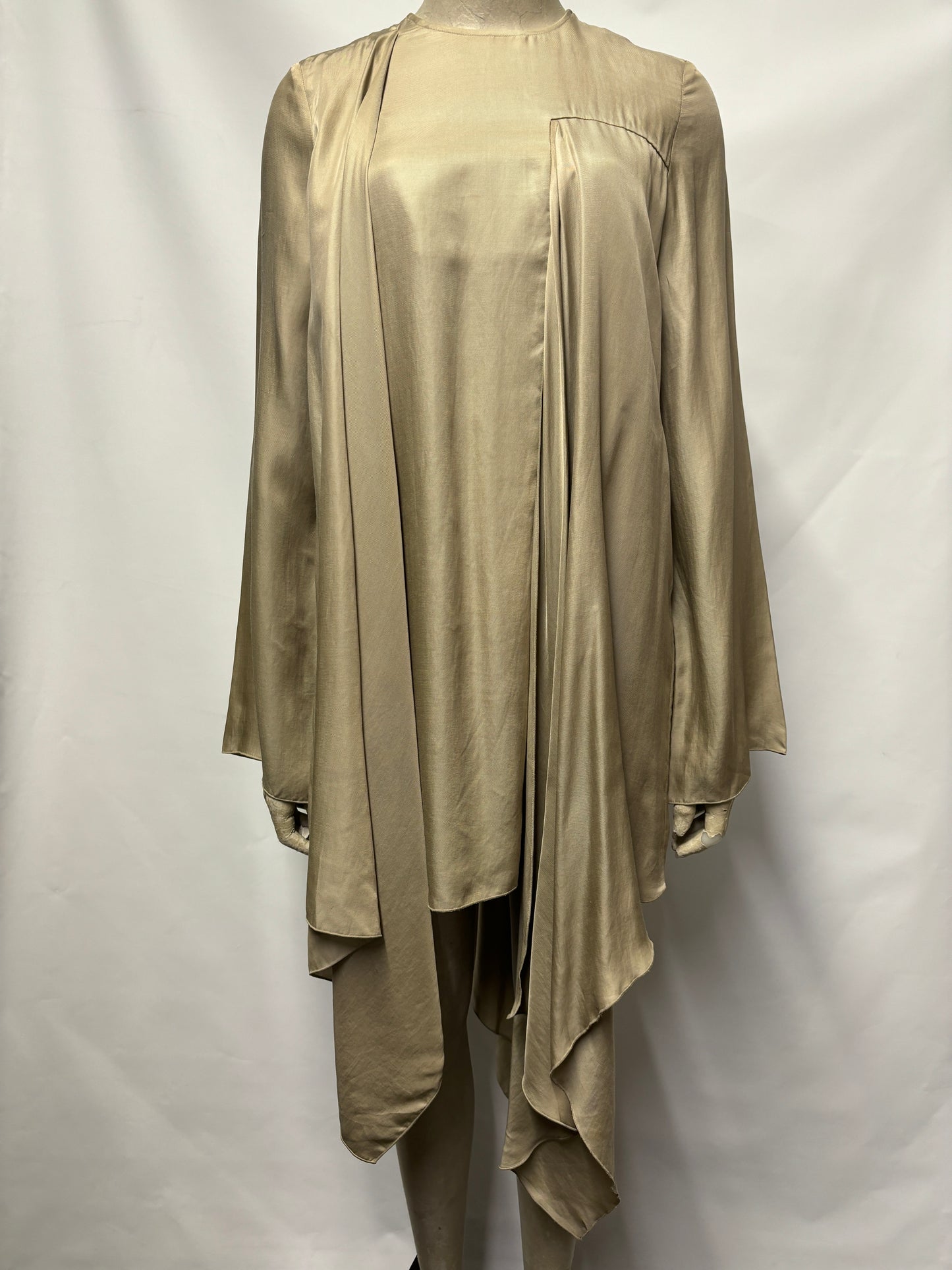 COS Taupe Long Sleeve Drape Mini Dress 34/6