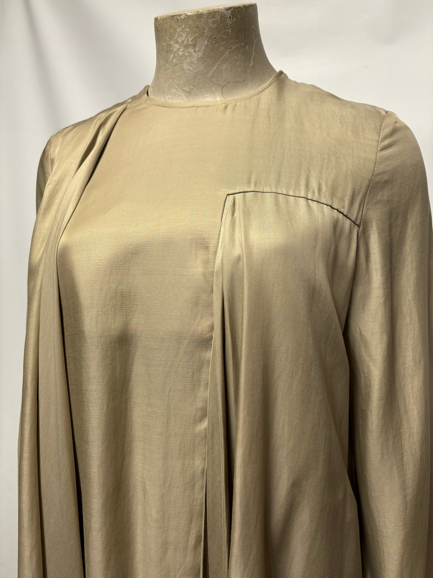 COS Taupe Long Sleeve Drape Mini Dress 34/6