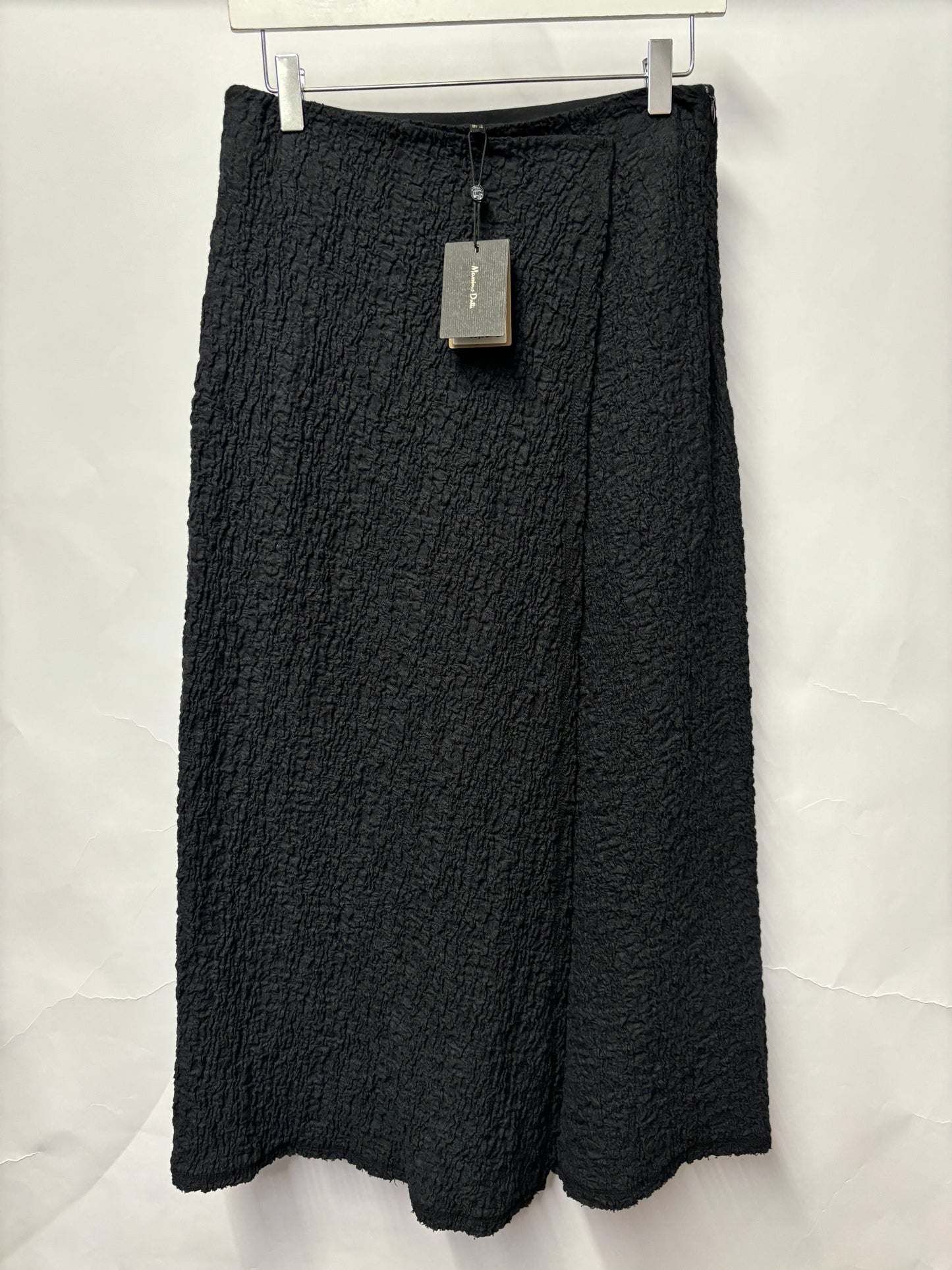 Massimo Dutti Black Crinkle Full Length Skirt S BNWT