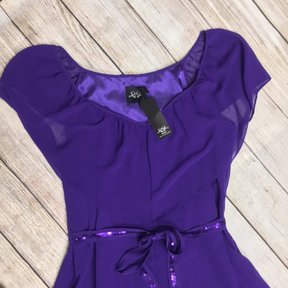 BNWT Holly Willoughby Purple Dress w/Sequin Detail Belt Size 16