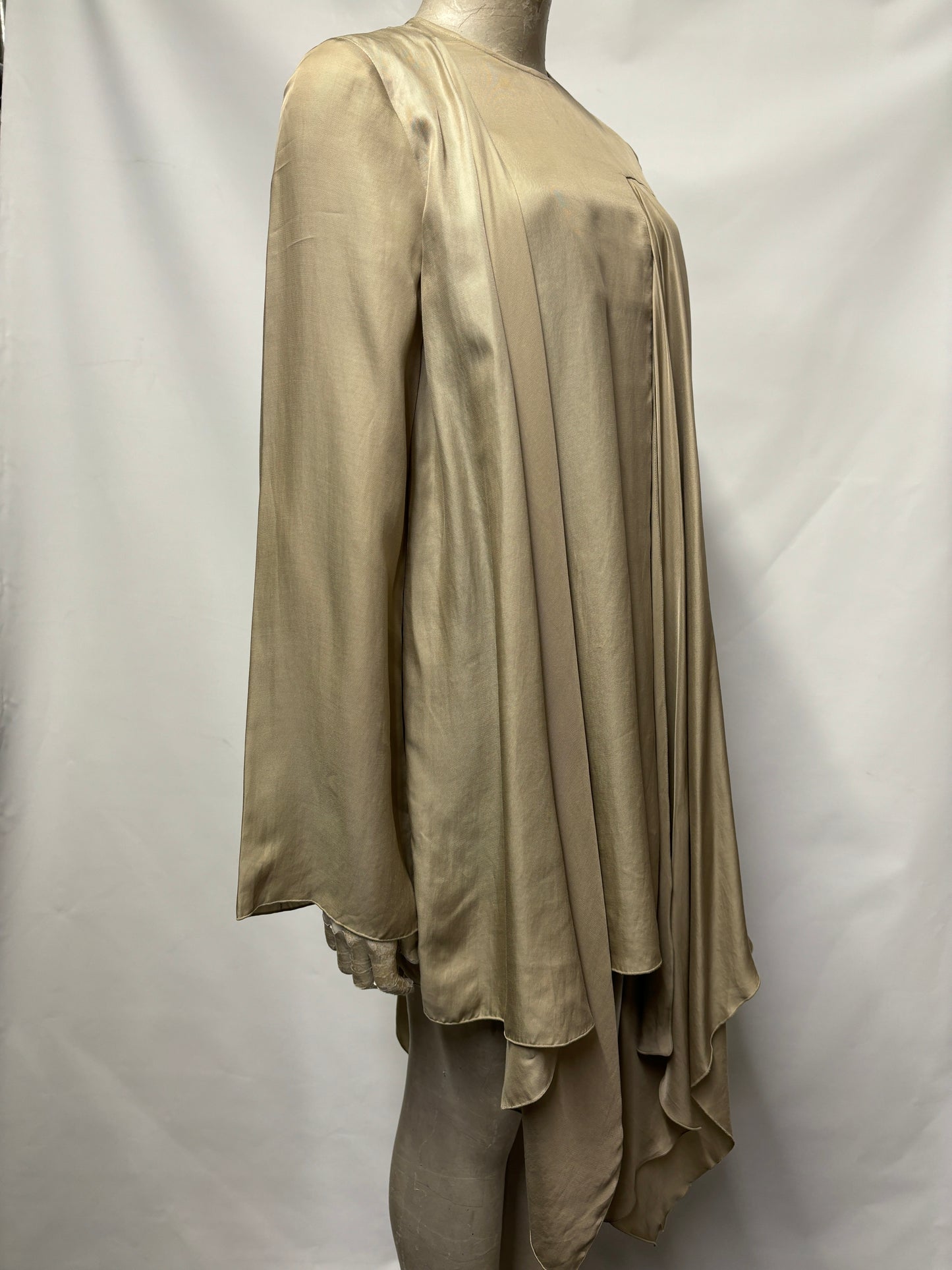 COS Taupe Long Sleeve Drape Mini Dress 34/6