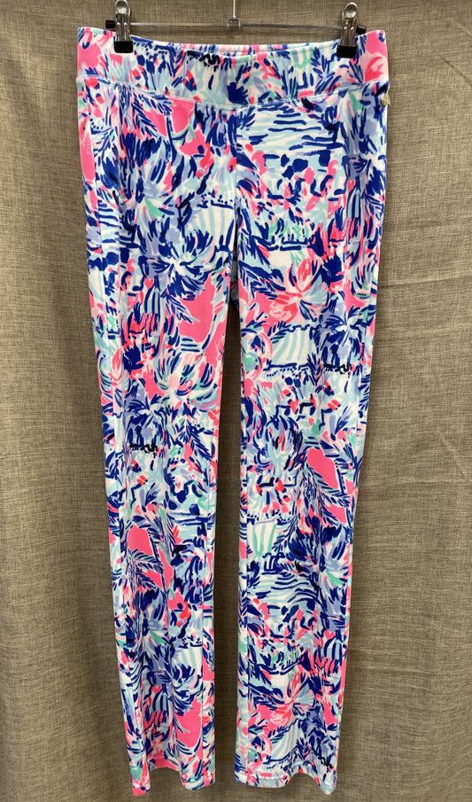 Lilly Pulitzer Pink Blue Patterned Velour Athletic Activewear Loungewear Trousers Small