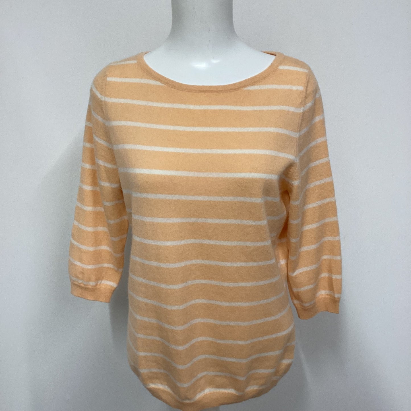 Pure Collection Peach Stripe 100% Cashmere Jumper Size 16