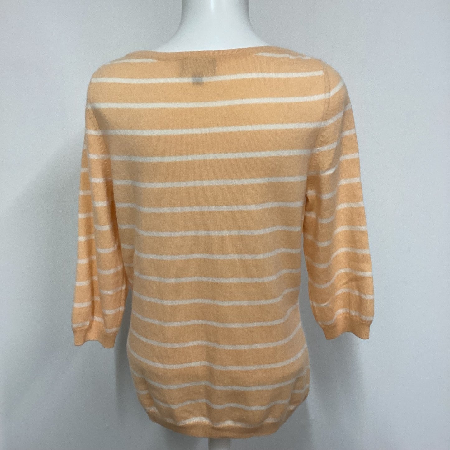 Pure Collection Peach Stripe 100% Cashmere Jumper Size 16