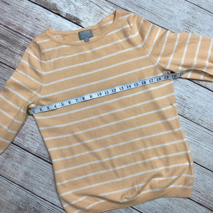 Pure Collection Peach Stripe 100% Cashmere Jumper Size 16