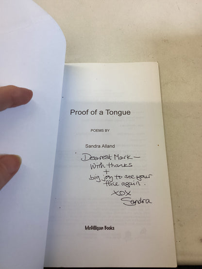 Proof Of A Tongue Poems By Sandra Alland Signed