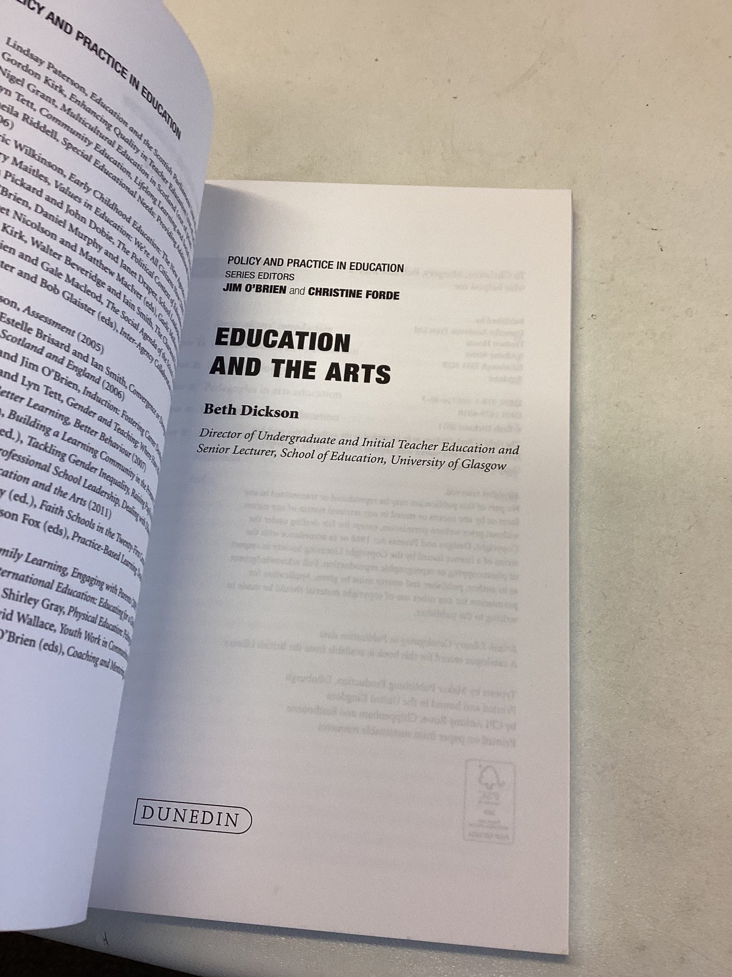 Education and The Arts Beth Dickson policy and Practice in Education 22