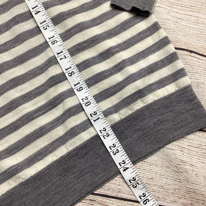 Uniqlo Grey Stripe Pure New Wool V Neck Jumper Size M