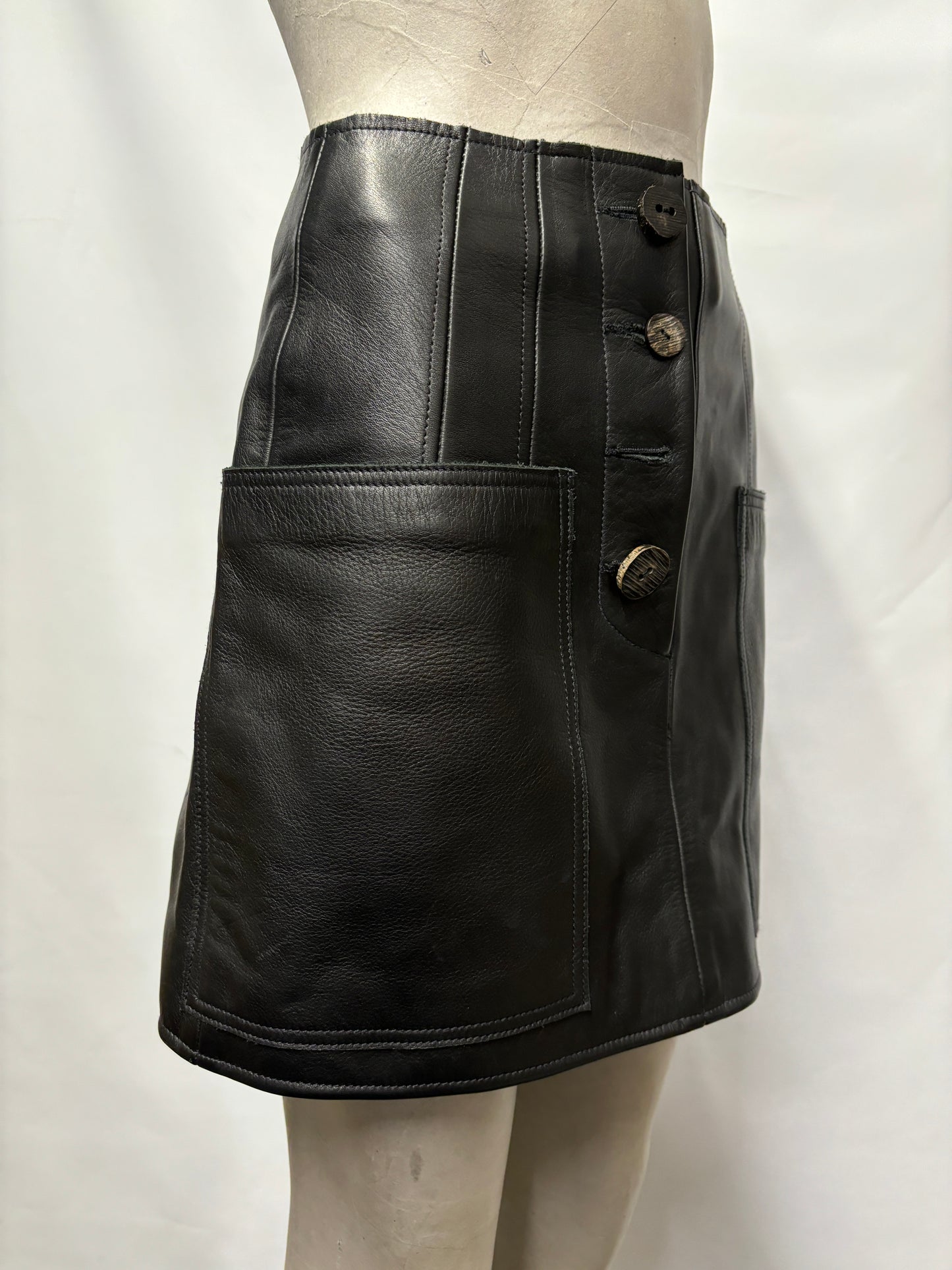 Rejina Pyo Black Leather Mini Skirt W26/XS