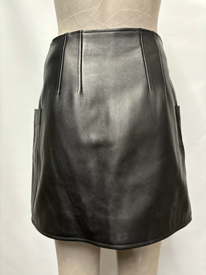 Rejina Pyo Black Leather Mini Skirt W26/XS