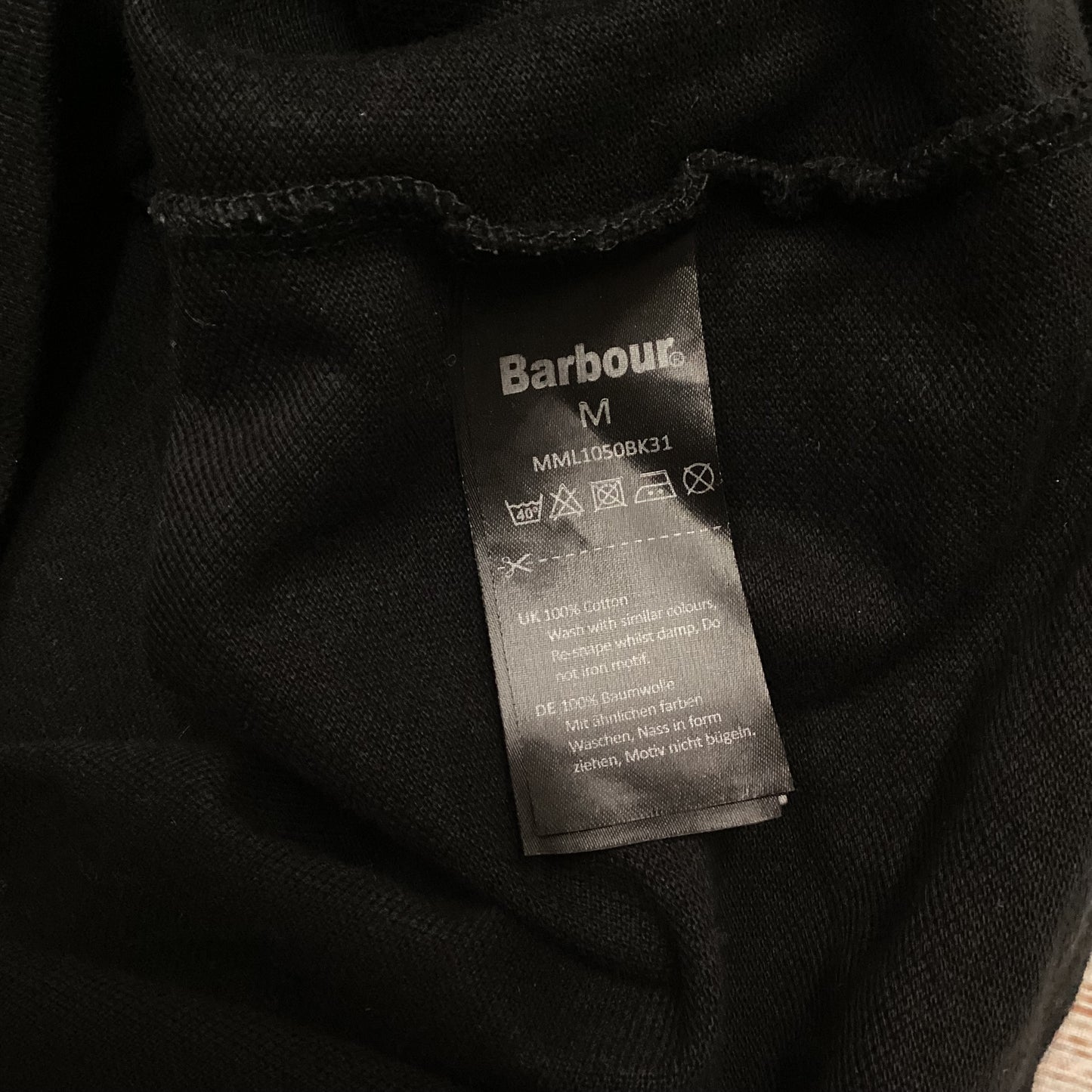 Barbour Beacon 100% Cotton Black Polo Shirt Size M