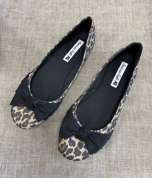 American Eagle Leopard Print Flat Ballerina Pumps Shoes US 8 UK 5.5 New