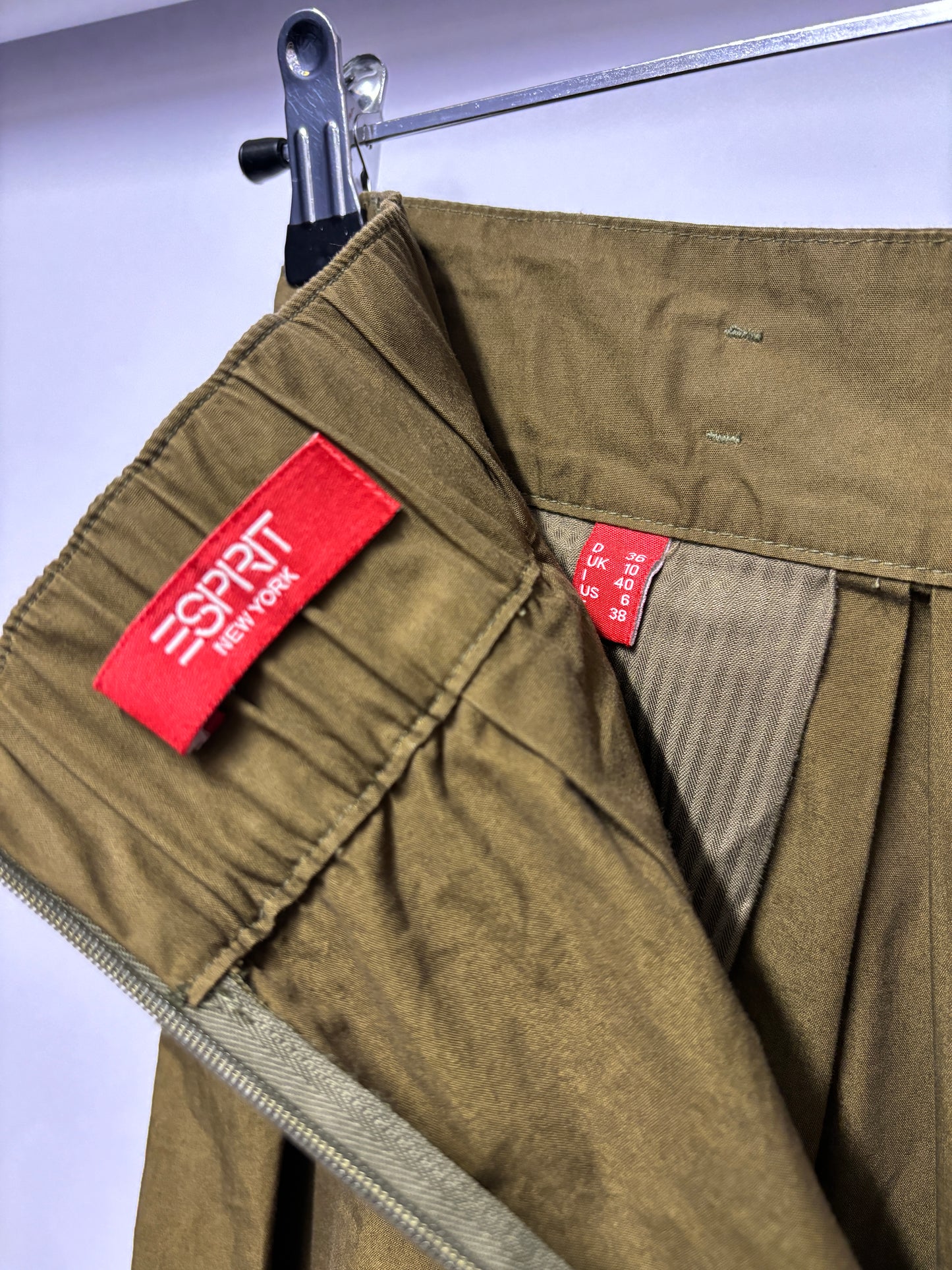 Esprit Khaki Green Cotton Wide Leg Culottes 10